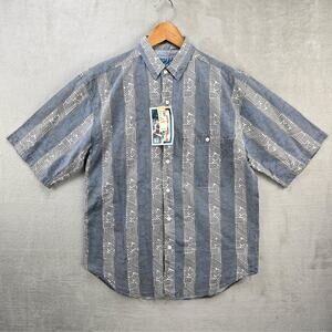 Vintage Tomato Button Up Shirt Medium 80s Abstract Geometric Striped Streetwear